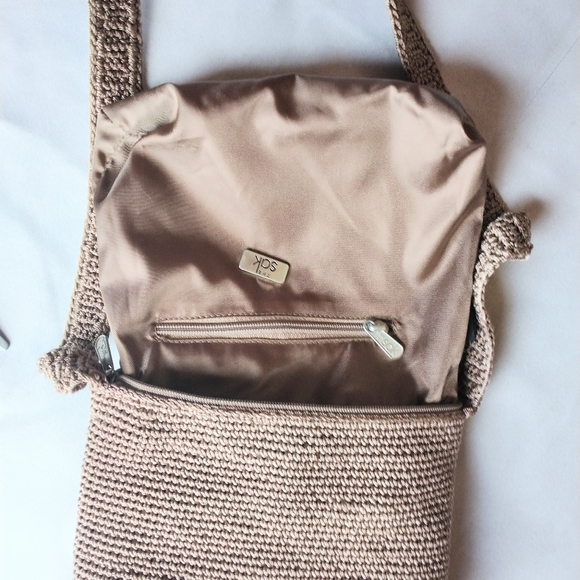The Sak Crochet Craze Knit Tan Cross body Bag - Picture 7 of 11